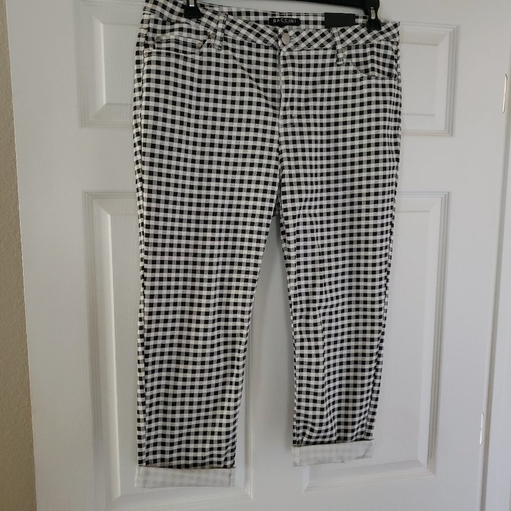 Black-and-white checkered jean pant